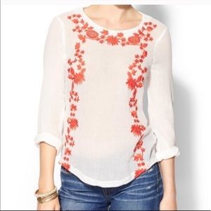 Anthropologie Sabine Embroidered Floral Top